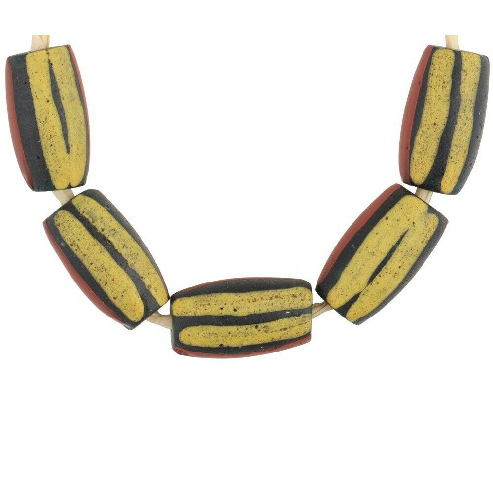 Rare Antique Striped Venetian Glass Trade Beads - 5 Matching, 16Mm