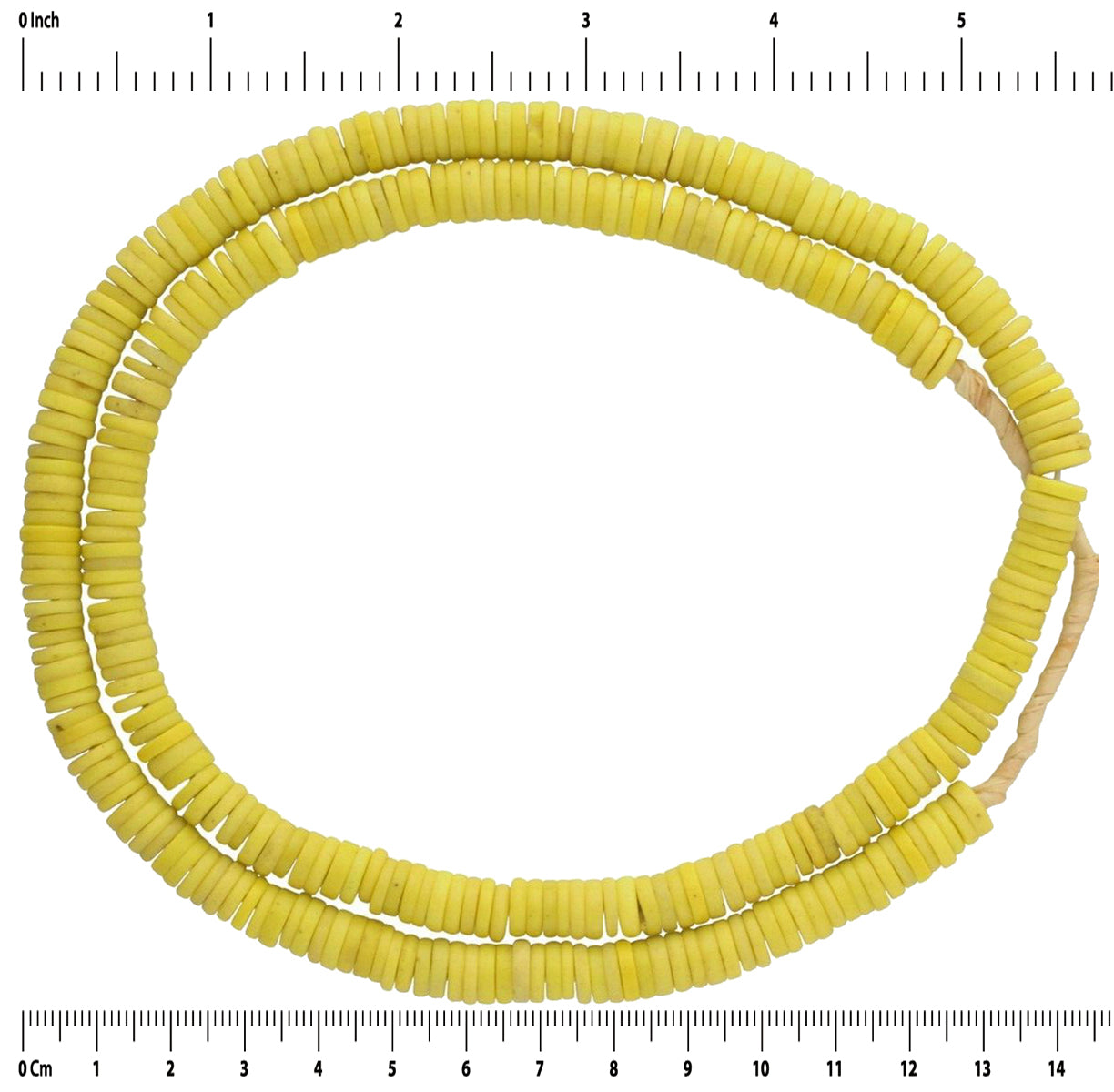 Old Bohemian Czech Yellow Disk Glass Trade Beads - African Spacers - zoomed-in detail