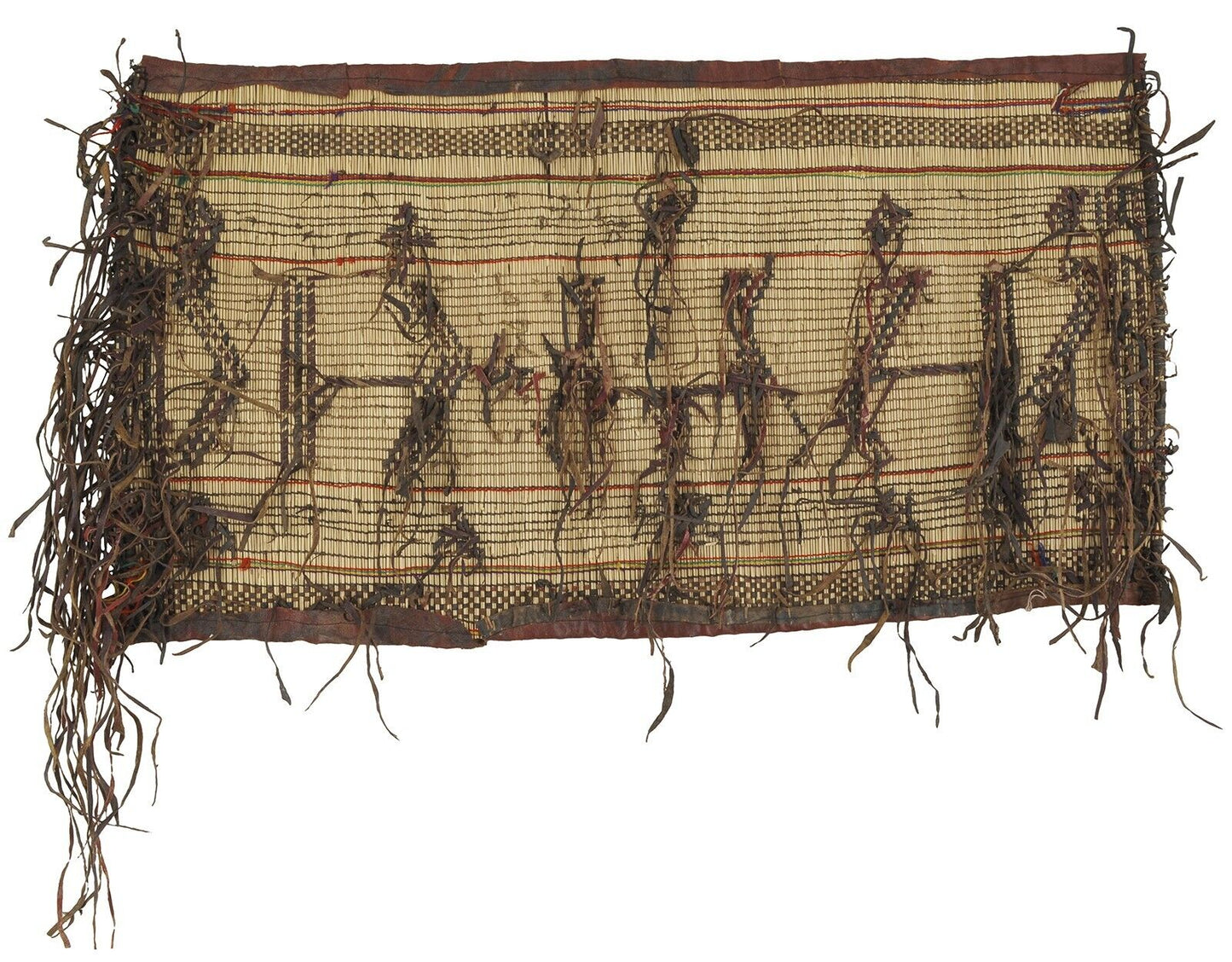 Nomadic Tuareg Straw and Leather Mat – Ethnic Geometric Carpet