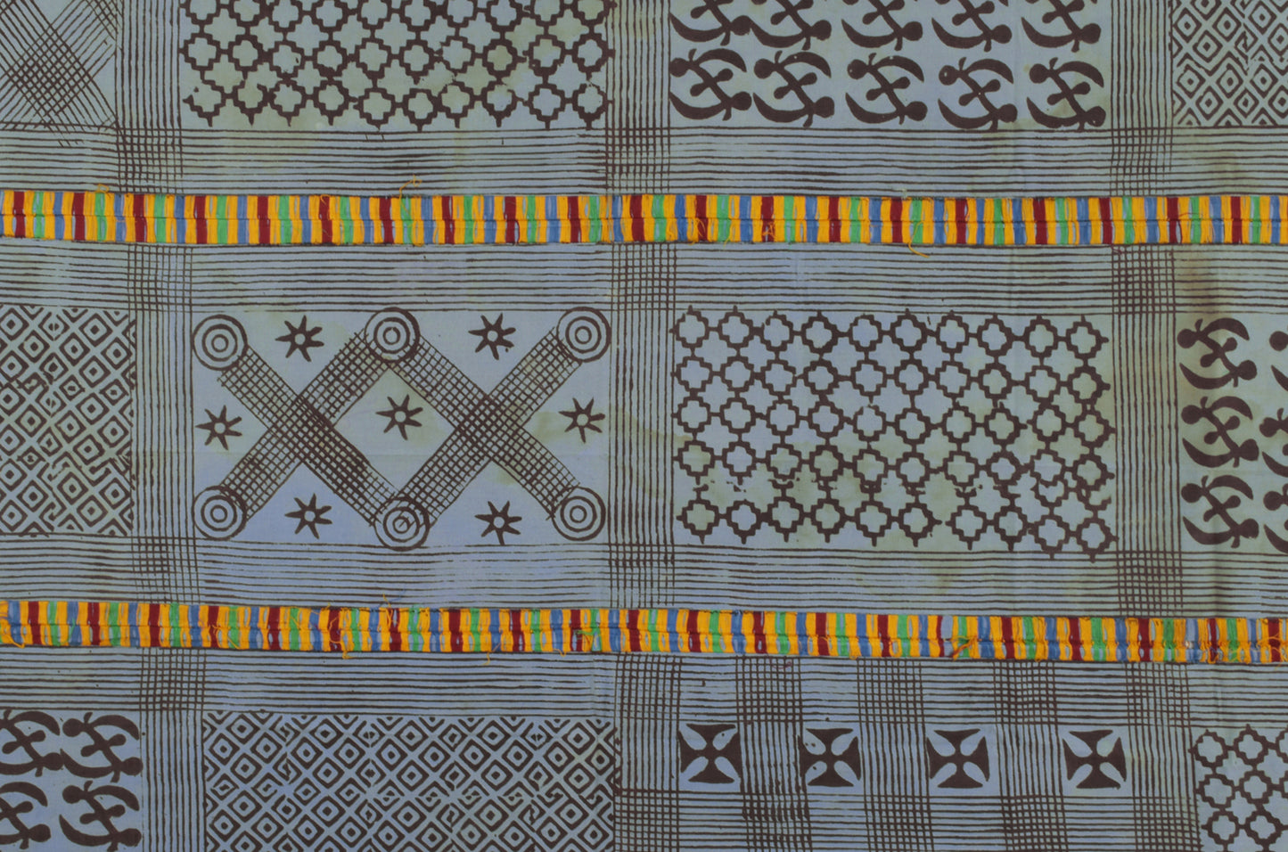 Vintage Hand Stamped Adinkra Cloth 55″×37½″ – Authentic 1970s Ghana