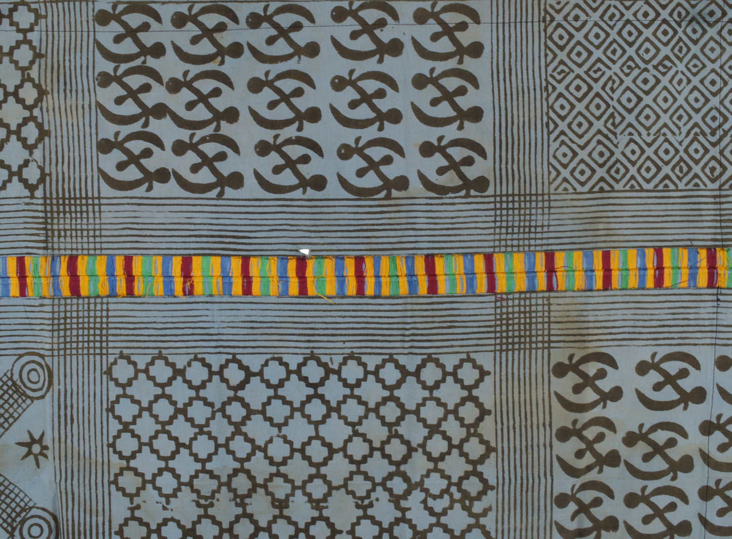 Vintage Hand Stamped Adinkra Cloth 55″×37½″ – Authentic 1970s Ghana