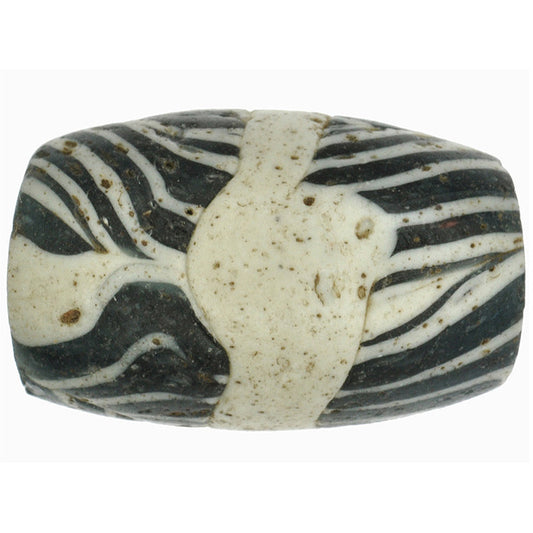 Antique Islamic Banded Folded Glass Bead - Fustat Trade Bead - alternate view
