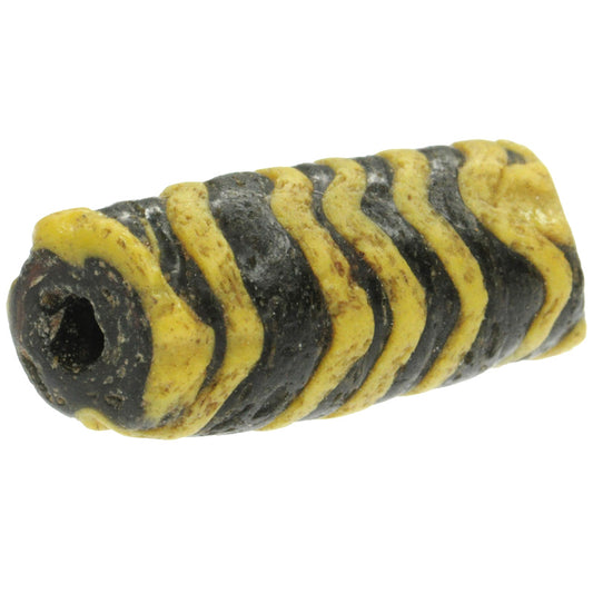 Rare Black & Yellow Fustat Islamic Glass Bead - 1200 Ad - alternate view