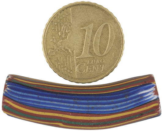 Rare Antique Venetian Elbow Millefiori Mosaic Glass Trade Bead, 37X10Mm - alternate view
