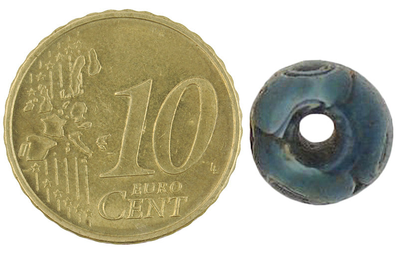 Rare 12Th Century Fustat Mosaic Glass Bead - Banded Islamic Bead - close-up