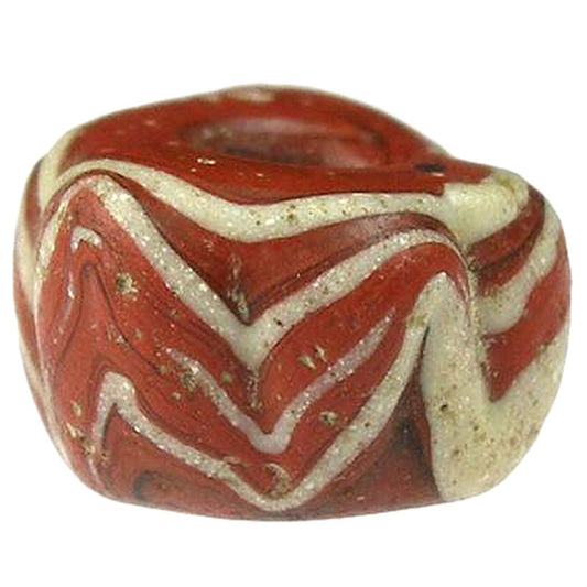 Rare Red & White Antique Islamic Glass Trade Bead | Fustat, Egypt - alternate view