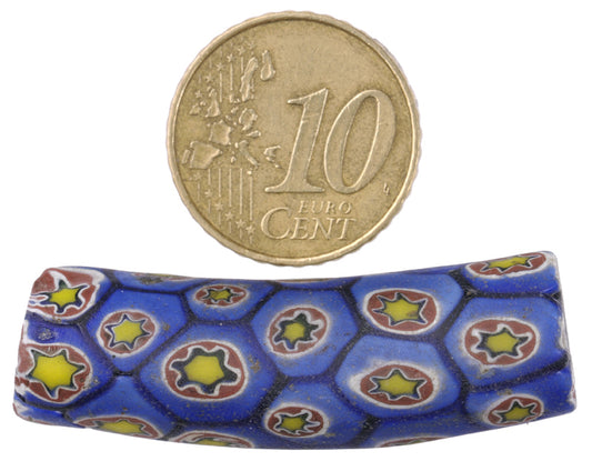 Antique Large Elbow Millefiori Mosaic Venetian Trade Bead - 42 X 12 Mm - alternate view