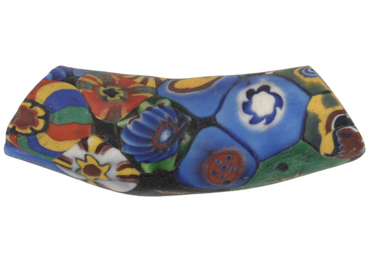 Rare Large Antique Elbow Venetian Millefiori Mosaic Trade Bead, 44Mm - alternate view