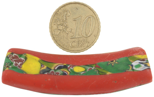 Rare Antique Large Elbow Millefiori Mosaic Glass Trade Bead - African Trade - alternate view