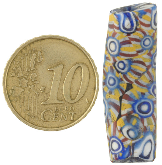 Rare Antique Venetian Tabular Millefiori Mosaic Glass Trade Bead - African Trade Beads - alternate view