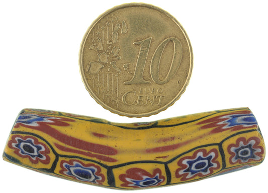 Antique Elbow Millefiori Venetian Mosaic Glass Trade Bead - African Trade - alternate view