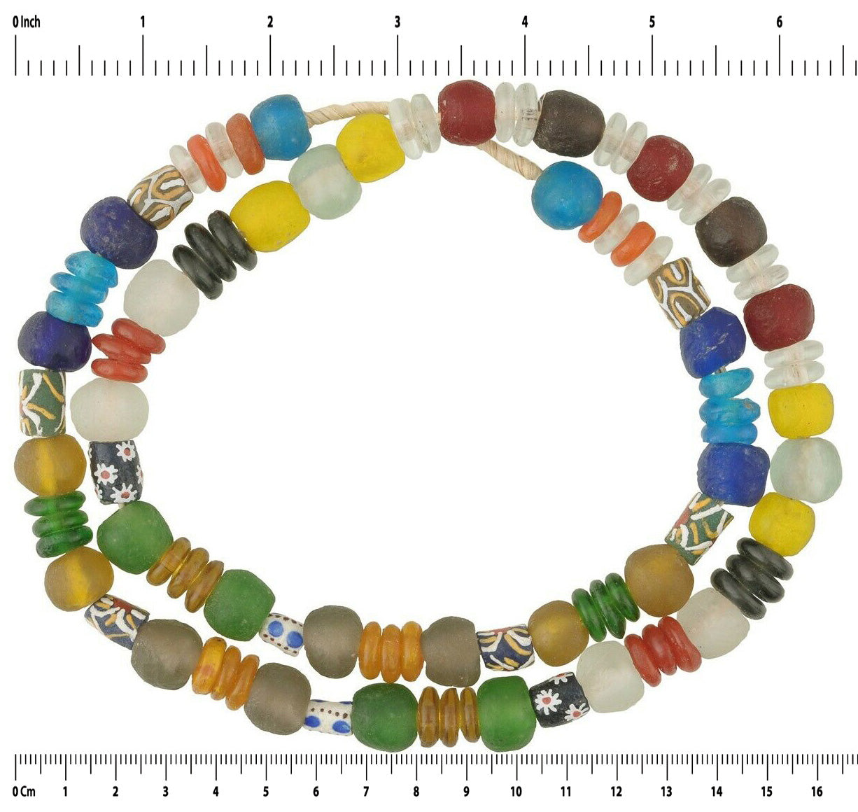 Authentic Krobo Glass Beads - African Trade Beads From Ghana - zoomed-in detail
