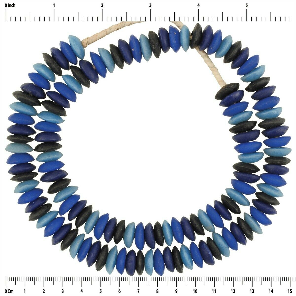 African Trade Beads: 24.5" Glass Beads, 13-14Mm, Handmade In Ghana - zoomed-in detail