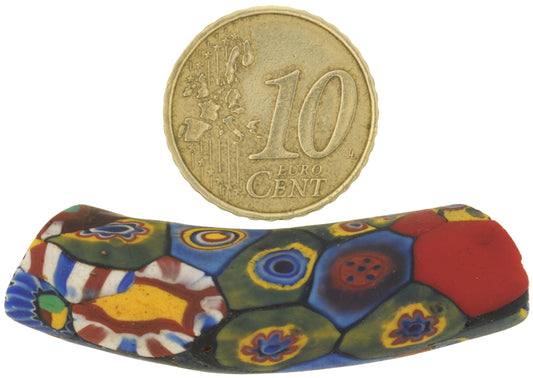 Rare Antique Large Elbow Venetian Millefiori Mosaic African Trade Bead - alternate view