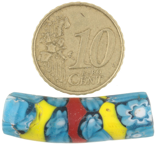 Rare Antique Red Banded Elbow Millefiori Venetian Glass Trade Bead - alternate view