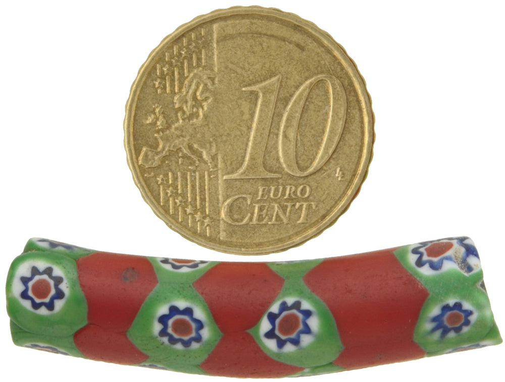 Rare Antique Elbow Millefiori Venetian Glass Trade Bead - 38X9Mm - alternate view