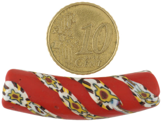 Rare Antique Elbow Venetian Millefiori Mosaic Trade Bead - African Trade - alternate view