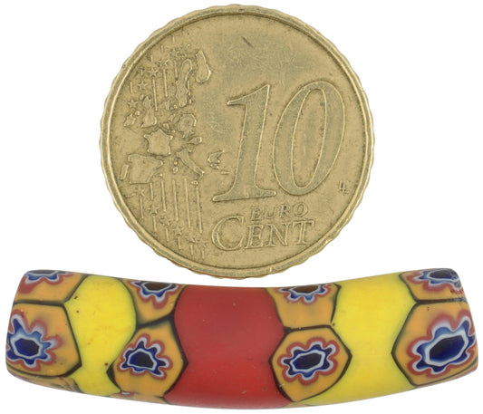 Rare Antique Elbow Venetian Millefiori African Trade Bead - 33Mm - alternate view