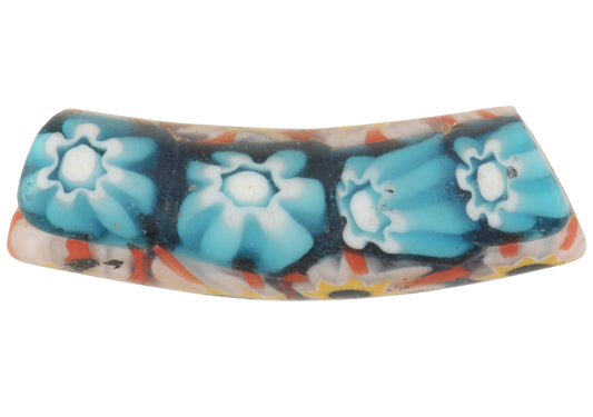 Rare Antique Venetian Elbow Millefiori Mosaic Glass Trade Bead, 30X9Mm - alternate view