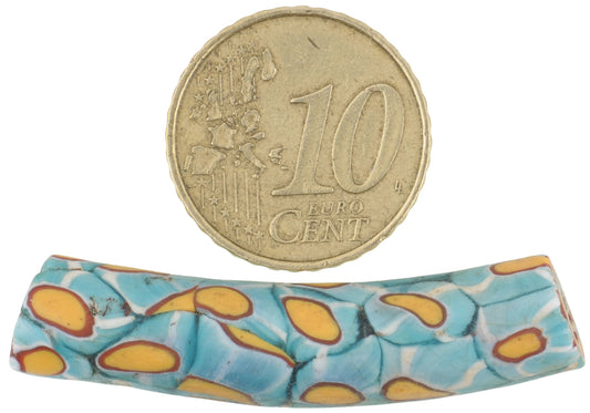 Rare Antique Elbow Venetian Millefiori Mosaic Glass Trade Bead - 41Mm - alternate view