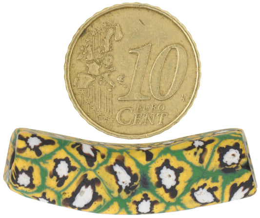 Antique Rectangular Elbow Venetian Millefiori Glass Trade Bead - African Mosaic Bead - alternate view