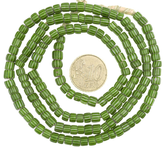 Strand Of Green 4 Layer Chevron Beads | Antique Venetian Trade - alternate view