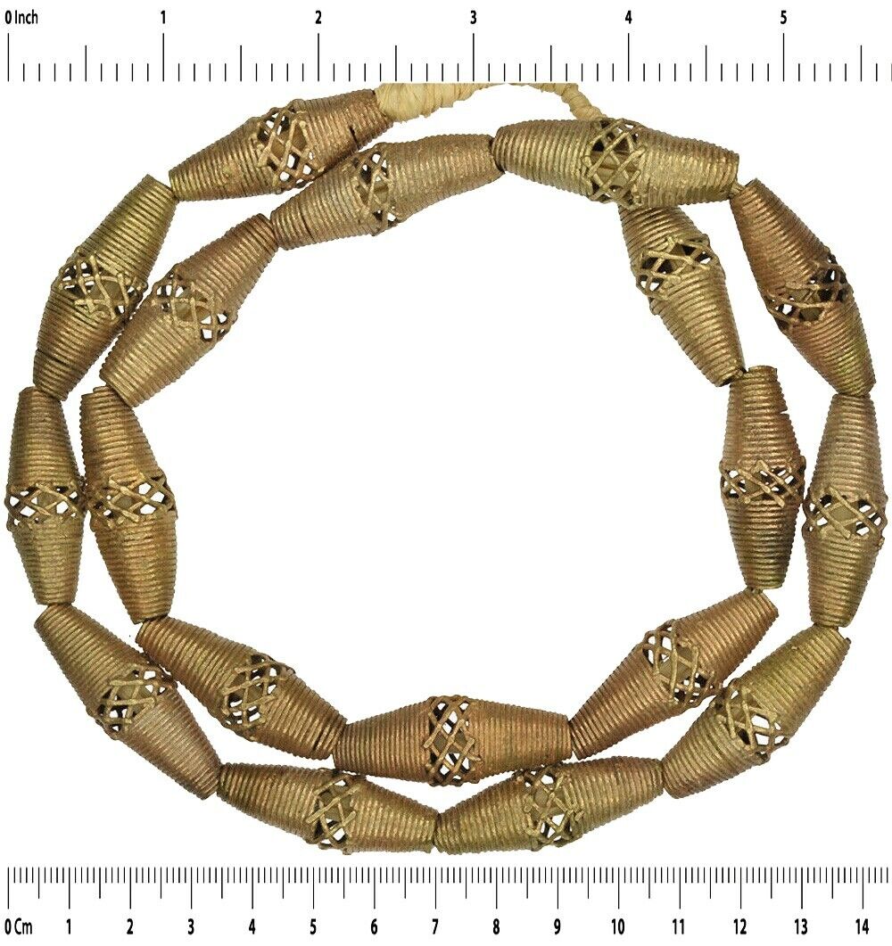 Large Handcrafted Ashanti Brass Beads - Authentic Ghanaian Artistry - close-up