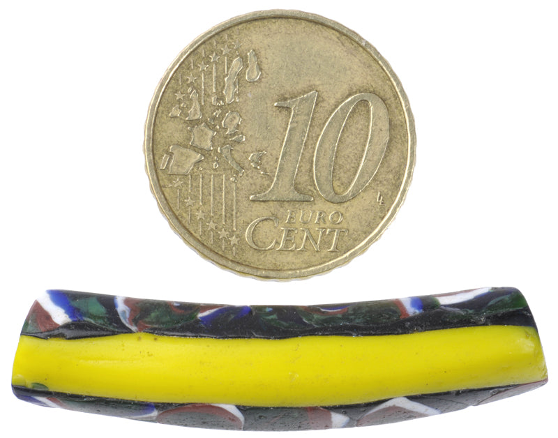 Antique Elbow Venetian Millefiori Mosaic Glass Trade Bead - 38Mm - alternate view