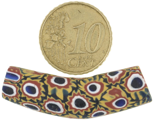 Antique Venetian Millefiori Mosaic Glass Trade Bead - Elbow Shape - alternate view