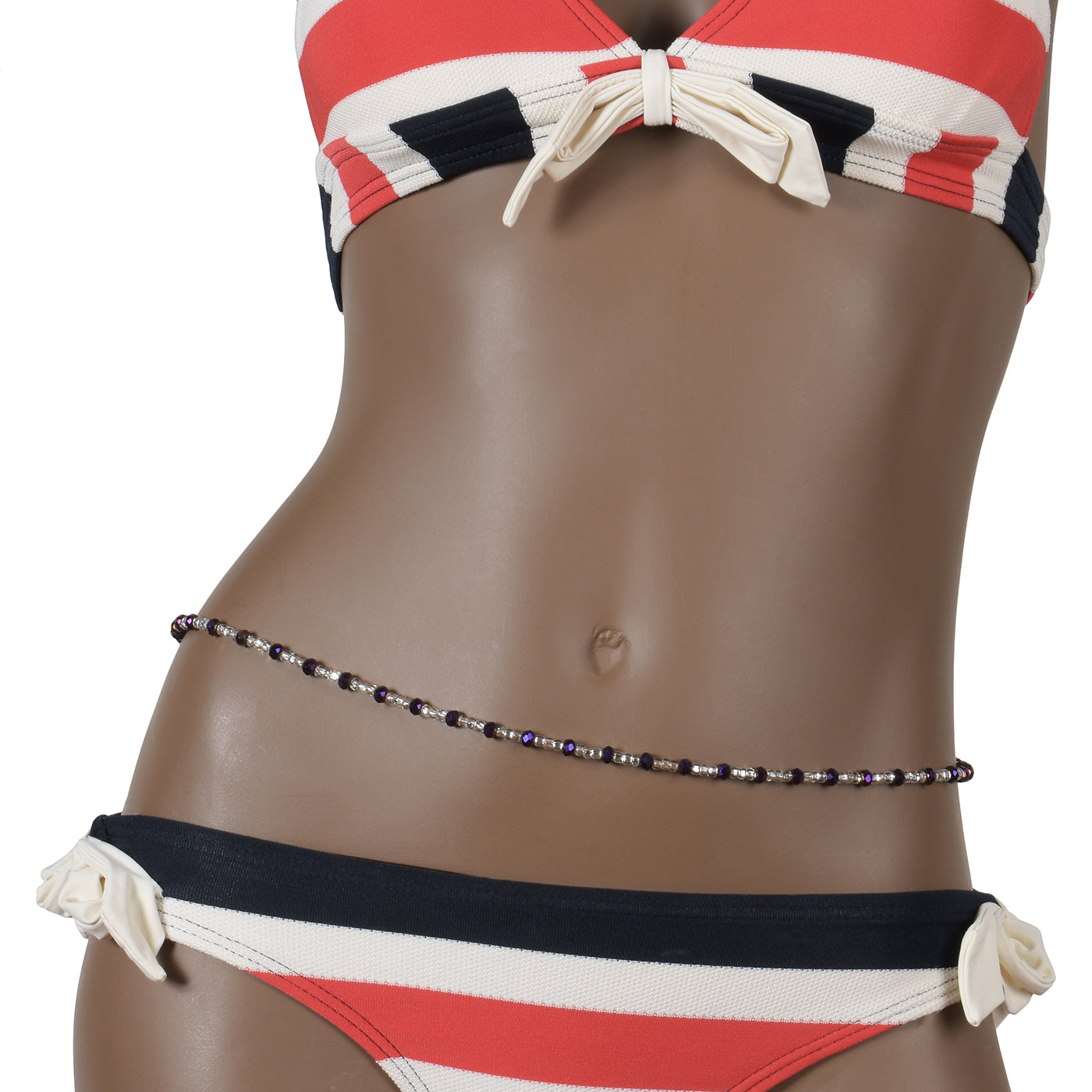 Waist Beads African Belly Chain Ghana Handmade Body Jewelry Weight Control - angled shot