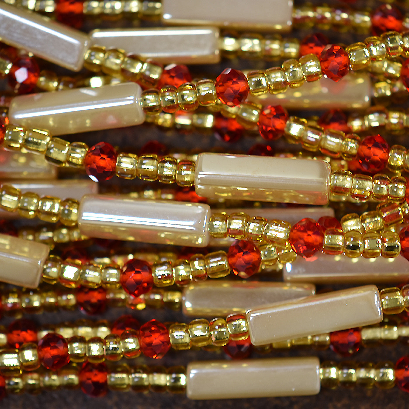 Gold & Red African Waist Beads – Handmade Body Beaded Jewelry