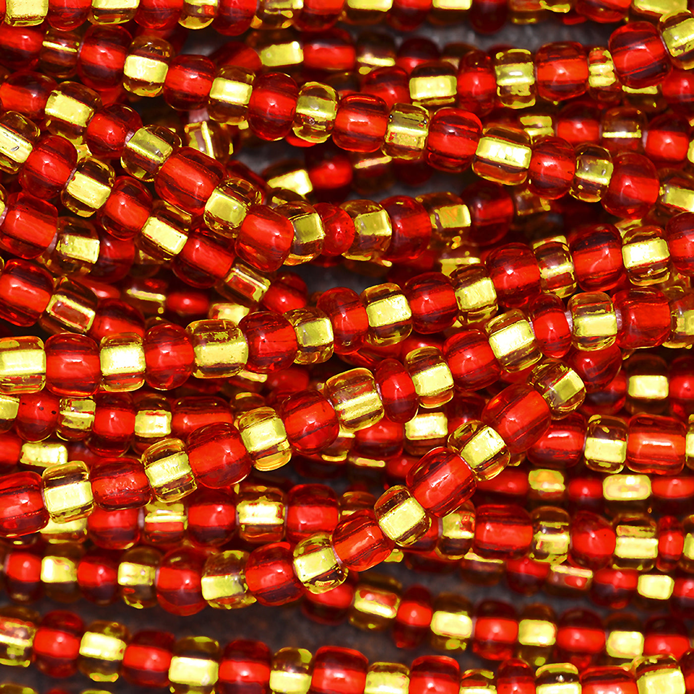 Red & Gold African Waist Beads – Handmade Beaded Waist Jewelry