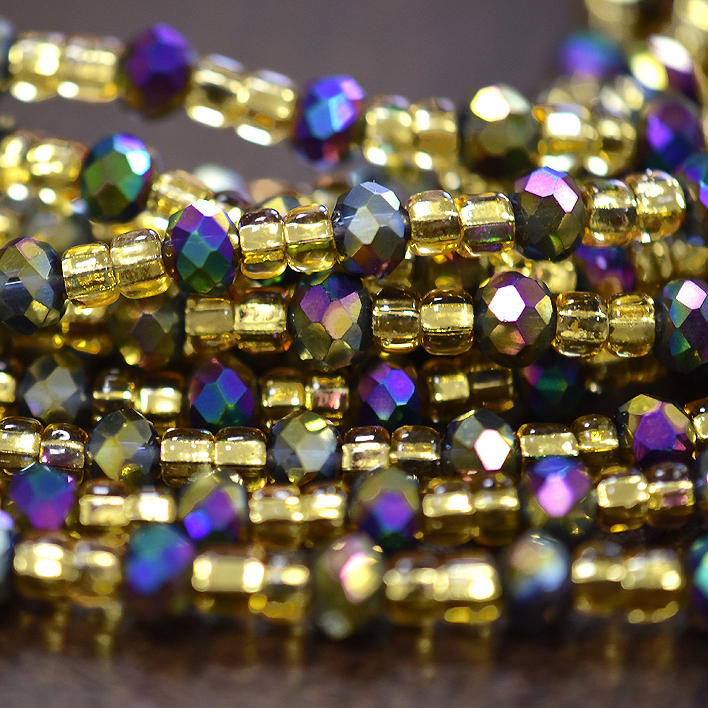 Iridescent Gold-Lined African Waist Beads – Handmade Body Jewelry - Details
