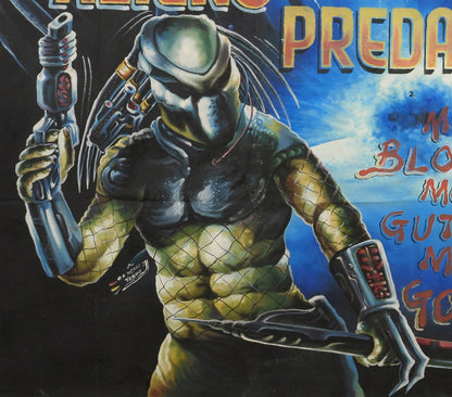 Authentic Hand-Painted "Aliens Vs Predator" Movie Poster From Ghana - close-up