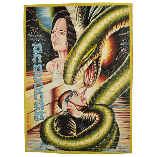 Authentic Anaconda Movie Poster Hand-Painted In Ghana - Unique Horror Film Art - horror scene artwork