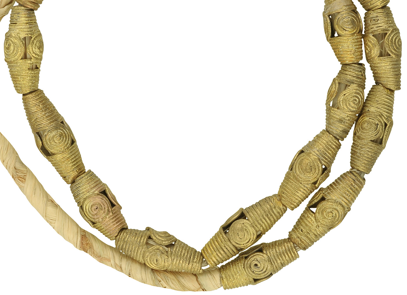 Handmade Ashanti Brass Beads Strand From Ghana - close-up