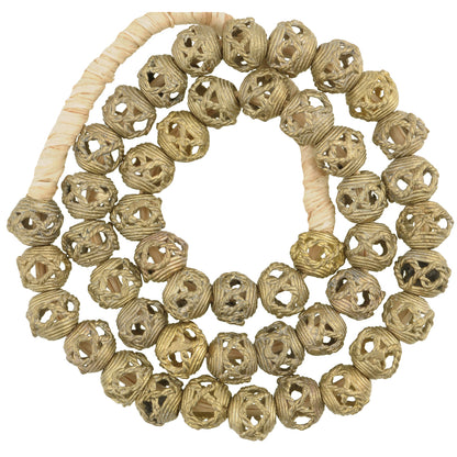 Authentic African Brass Round Beads - 12Mm, Handmade In Ghana, 20.5"