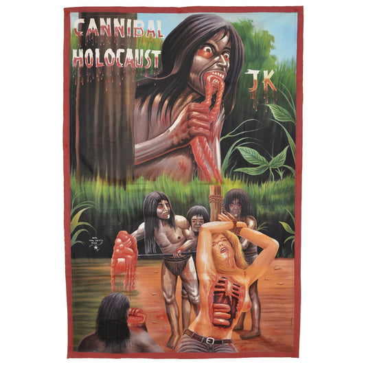 "Cannibal Holocaust" - Original Ghanaian Hand-Painted Horror Movie Poster - horror scene artwork