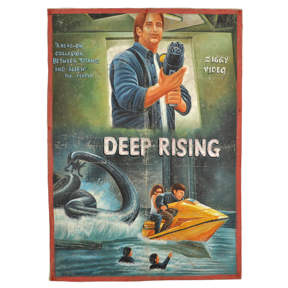 Deep Rising Movie Poster - Unique Hand Painted Art From Ghana - horror scene artwork