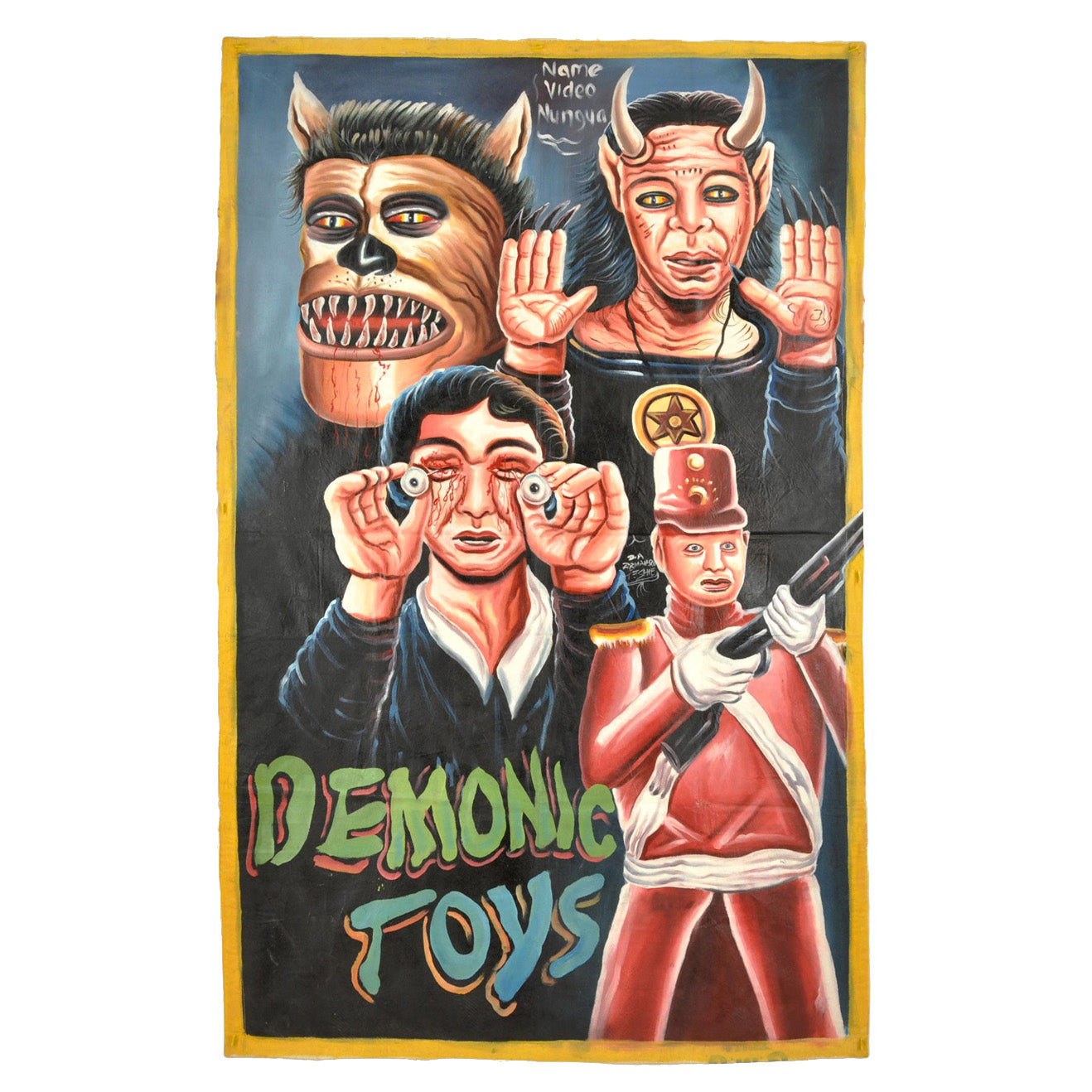 Demonic Toys Movie Poster - Hand-Painted Ghana Horror Art - horror scene artwork