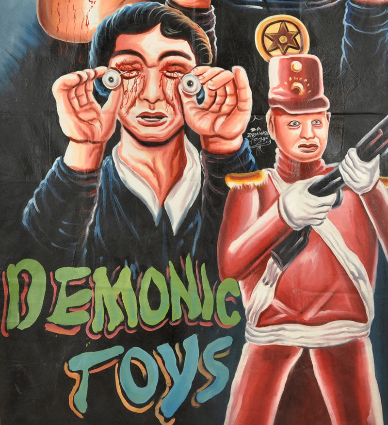 Demonic Toys Movie Poster - Hand-Painted Ghana Horror Art - close-up