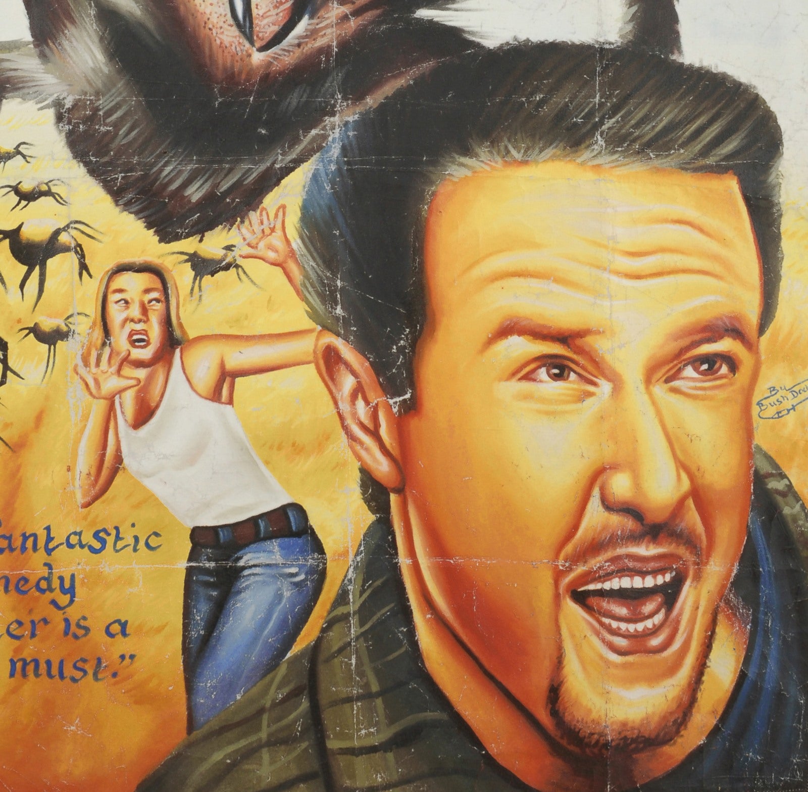 Eight Legged Freaks Movie Poster - Hand-Painted Ghana Art - close-up