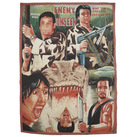 Enemy Unseen Movie Poster - Authentic Hand-Painted Ghanaian Art - horror scene artwork