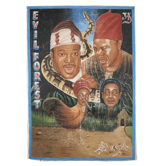 Authentic Evil Forest Movie Poster - Ghana Hand-Painted Art - horror scene artwork