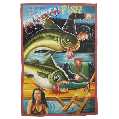 Frankenfish Movie Poster - Hand-Painted In Ghana - horror scene artwork