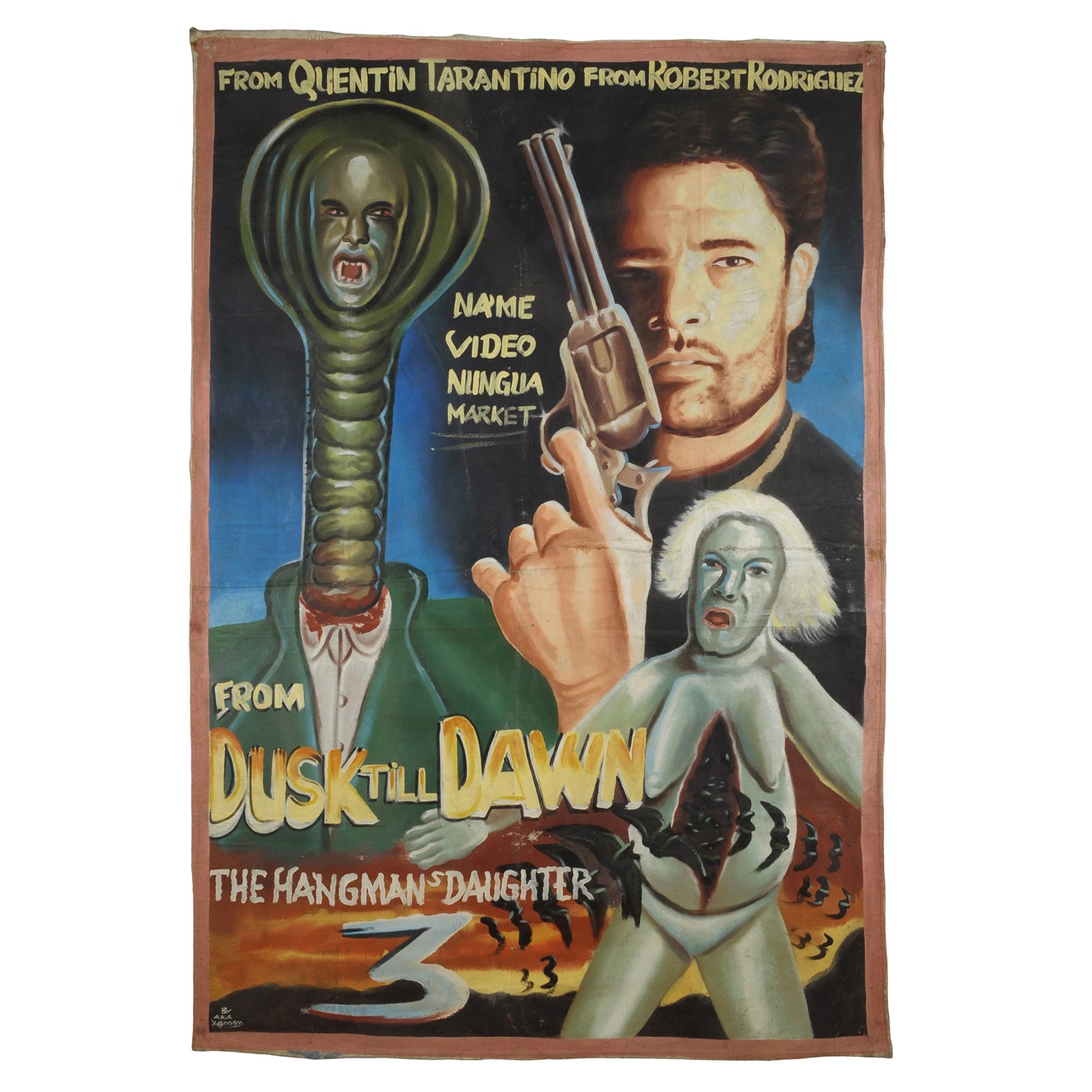From Dusk Till Dawn 3 Movie Poster - Authentic Ghana Hand-Painted - horror scene artwork