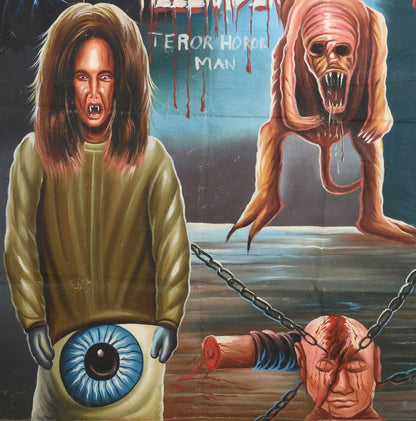Hellraiser Hand Painted Movie Poster | Unique Ghanaian Horror Art - close-up