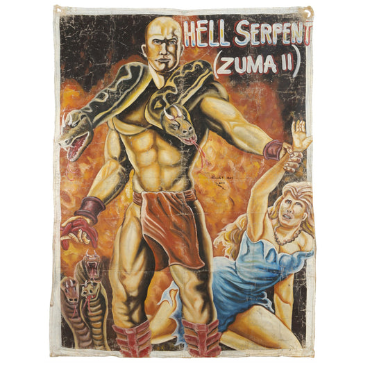 Hell Serpent Zuma Ii Movie Poster | Hand Painted In Ghana - horror scene artwork