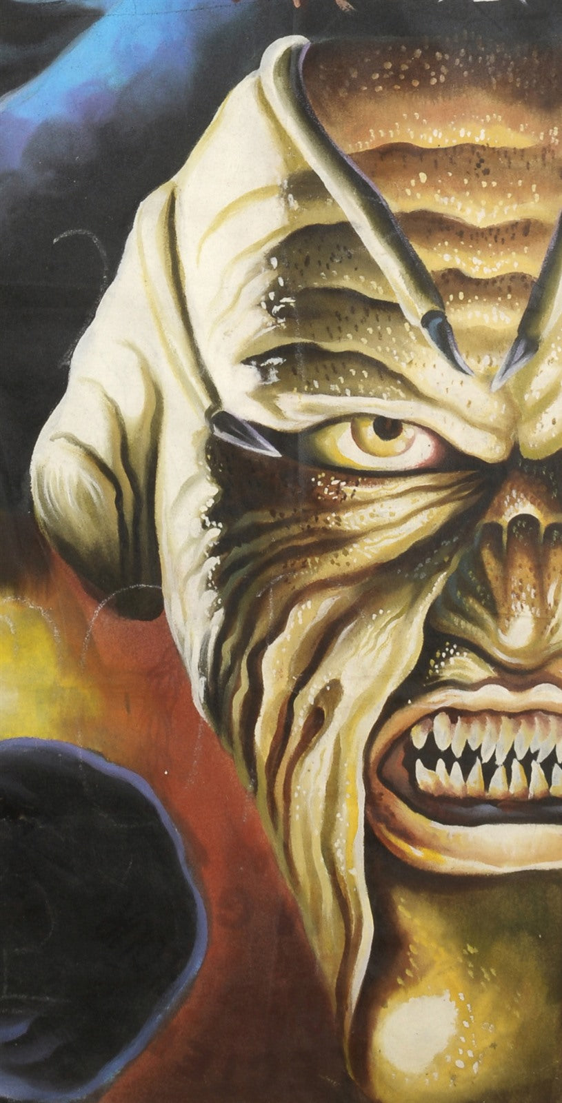 Authentic Jeepers Creepers Horror Movie Poster Hand-Painted In Ghana - zoomed-in detail