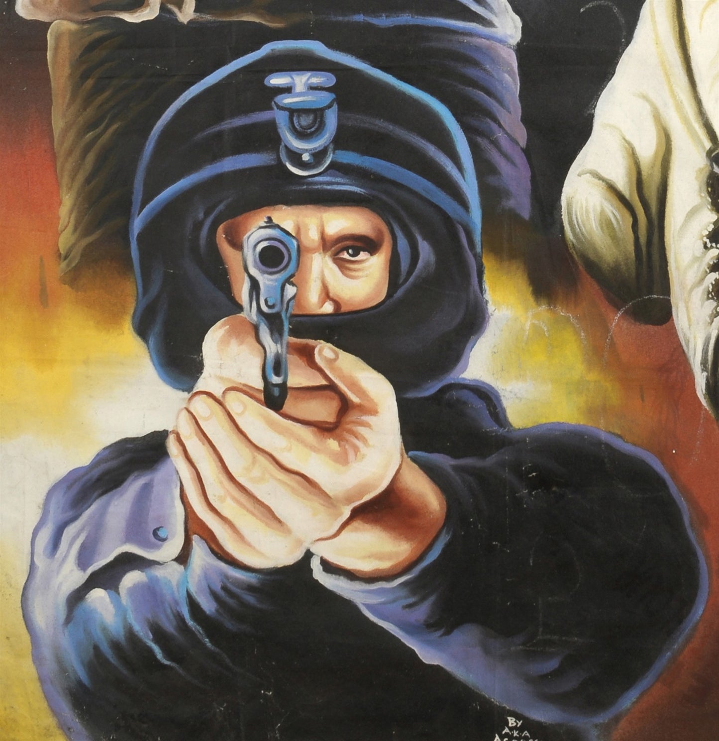 Authentic Jeepers Creepers Horror Movie Poster Hand-Painted In Ghana - close-up